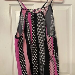 Pink and Black Polka Dot Halter Top